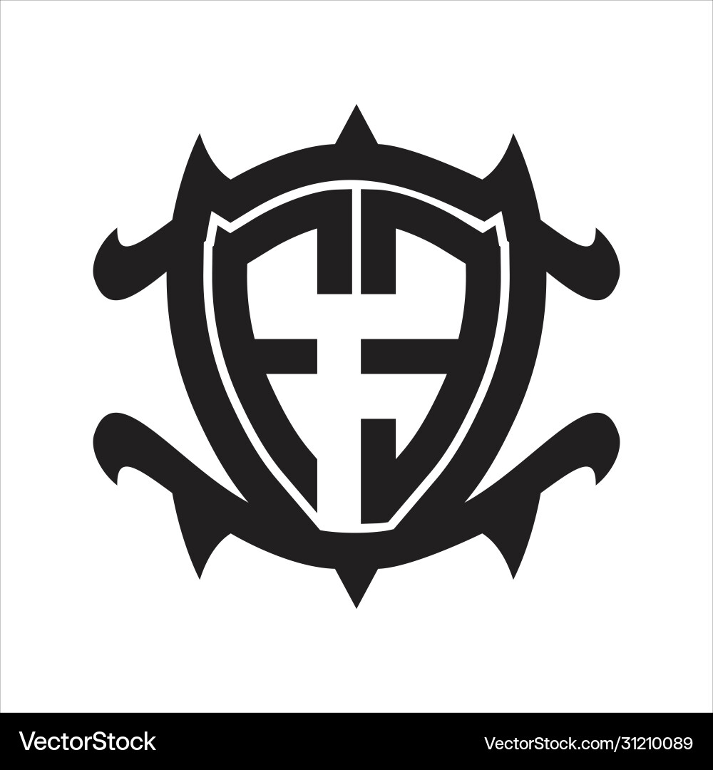 Fe logo monogram isolated with frame shield shape Fe logo monogram isolated with frame shield shape Vector Image