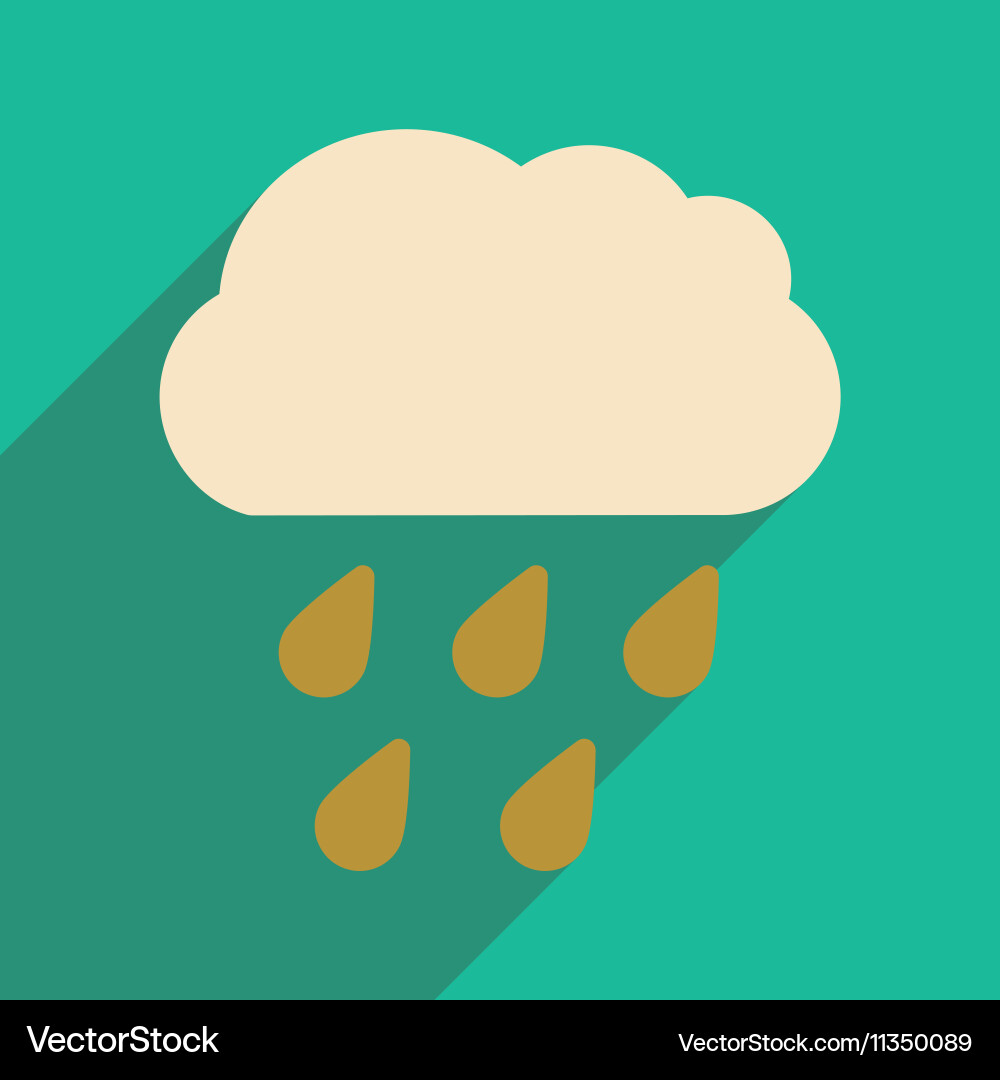 Flat with shadow icon and mobile application rain Vector Image