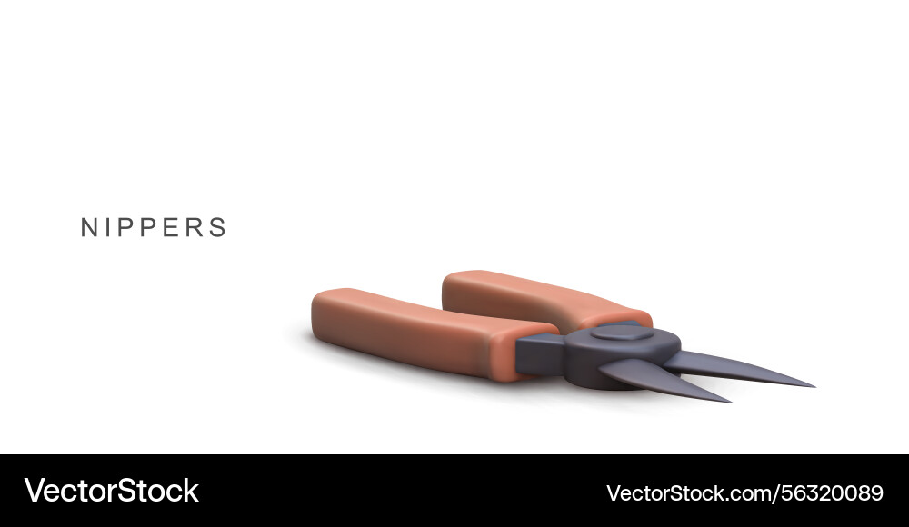 Hand tool nipper with sharp blades and brown Hand tool nipper with sharp blades and brown vector image