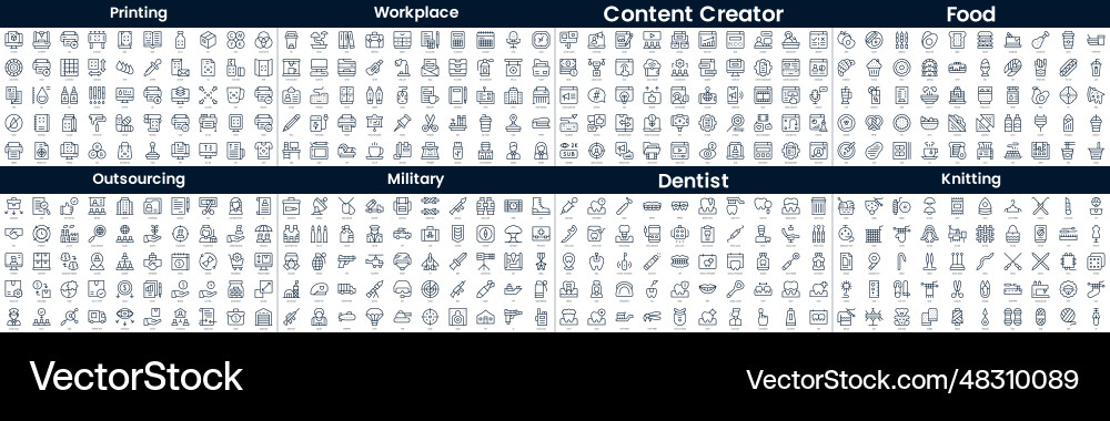 Linear style icons pack in this bundle include vector image