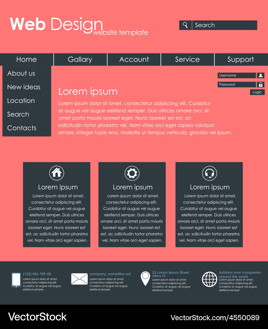 Menu design for web site Vector Image