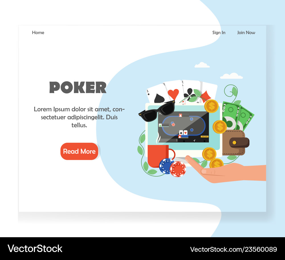 Online Poker Website Landing Seite Design Vektorbild