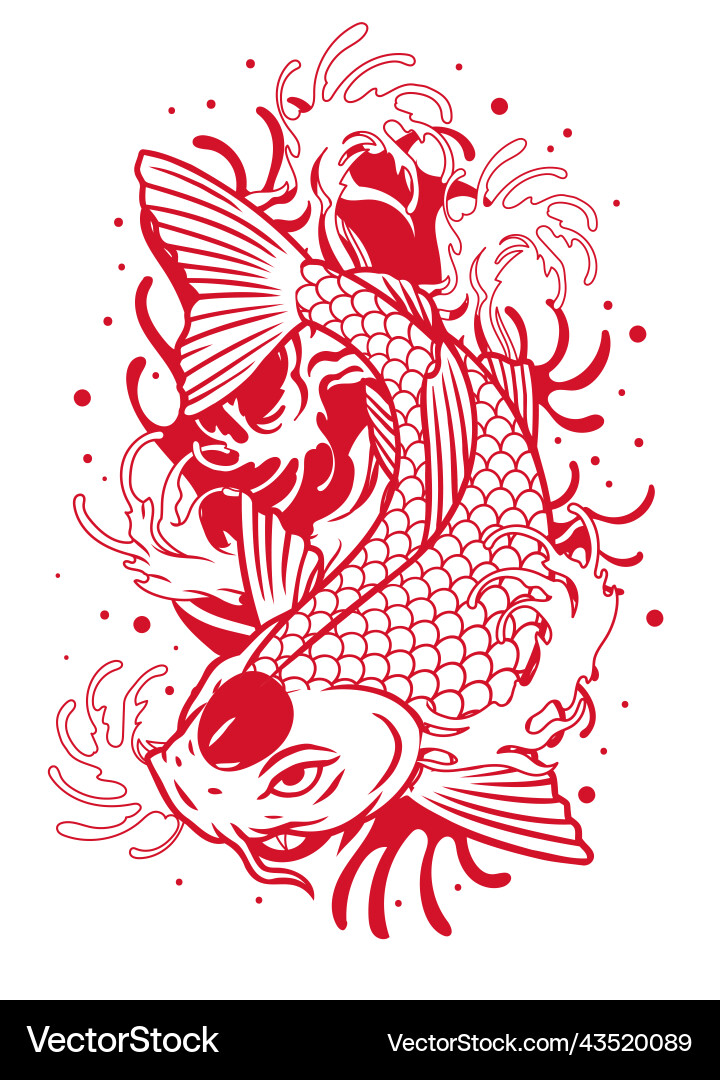 Red Koi Fish Tattoo Artwork Royalty Free Vector Image