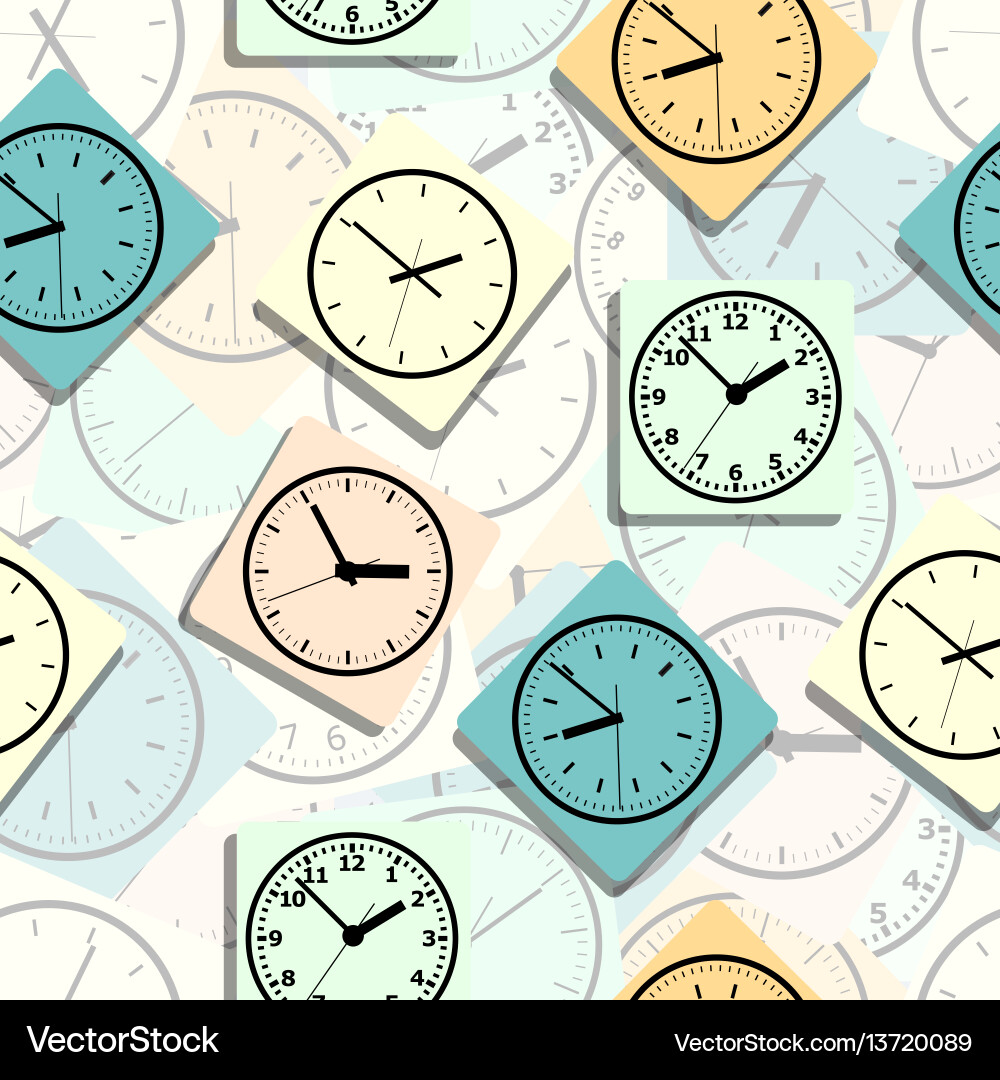 Seamless pattern composed of images hours vector image
