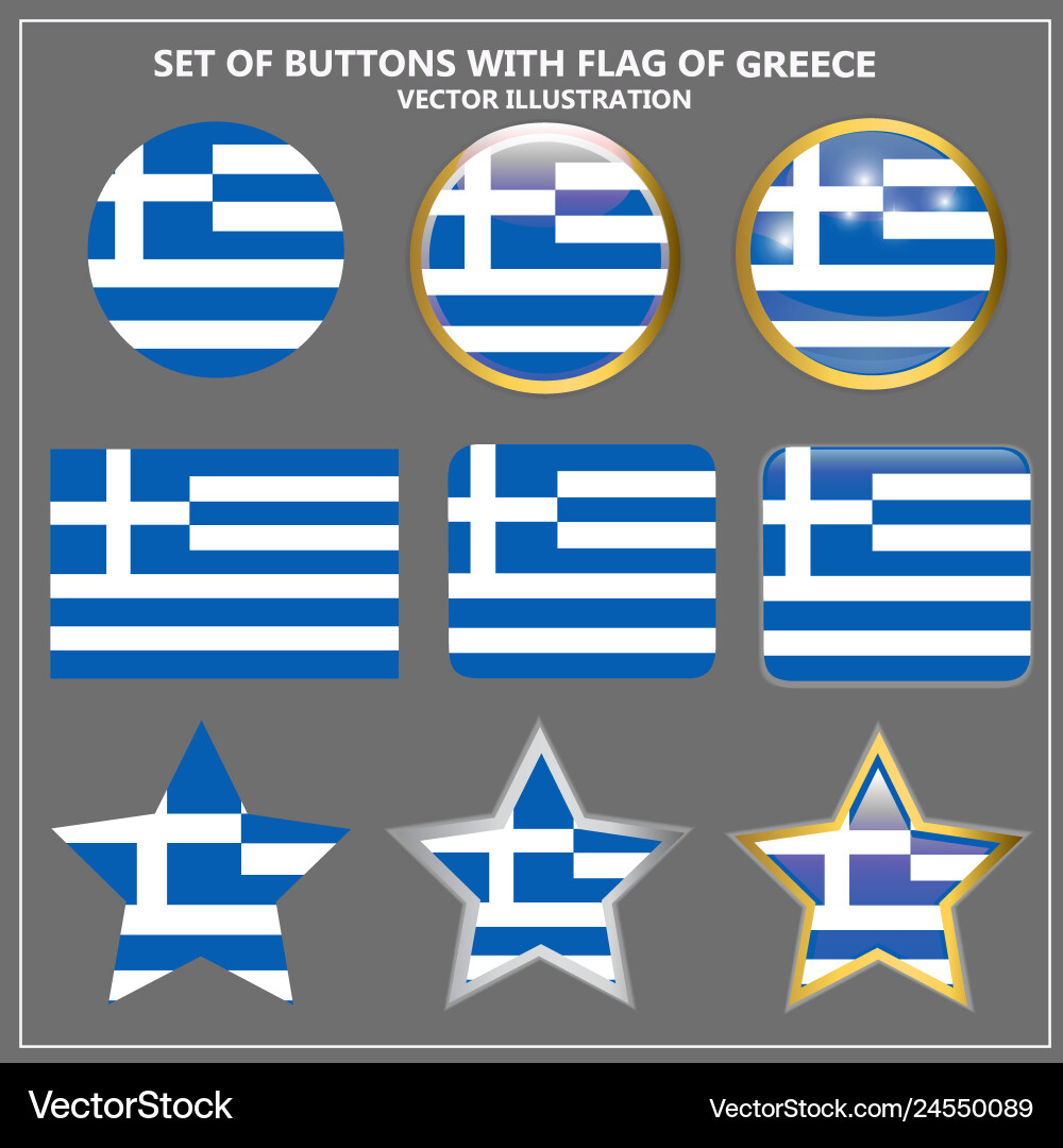 Set of buttons with flag greece Vector Image
