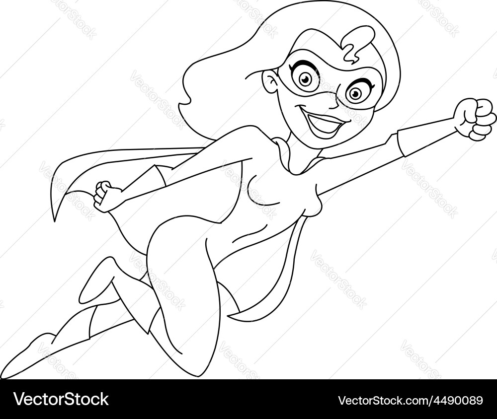 Superhero Girl Outline vector image
