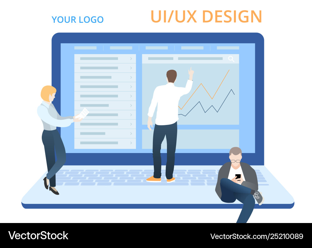 Ui design concept with character and text Ui design concept with character and text vector image