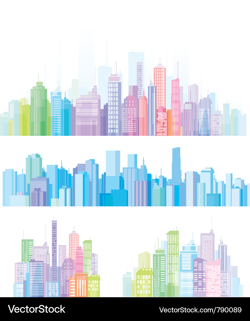 Vibrant City Skyline Panorama Vektorbild