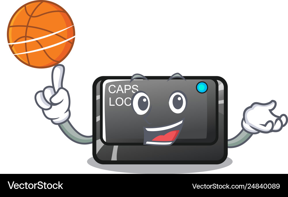 With basketball capslock button on a computer vector image