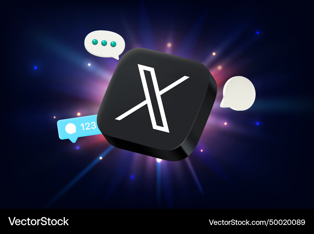 X app 3d icon with different speech clouds X app 3d icon with different speech clouds vector image