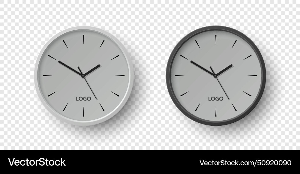 3d realistic round wall office clock set vector image