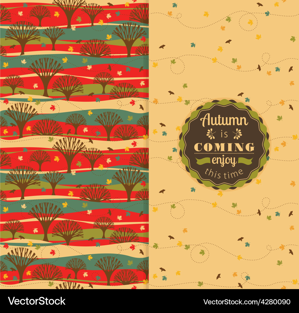 Autumn pattern with typography Vector Image