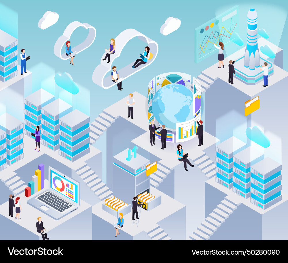 Big data isometric composition Big data isometric composition vector image