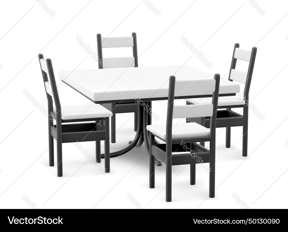 Booth table and chairs made from white plastic Booth table and chairs made from white plastic vector image