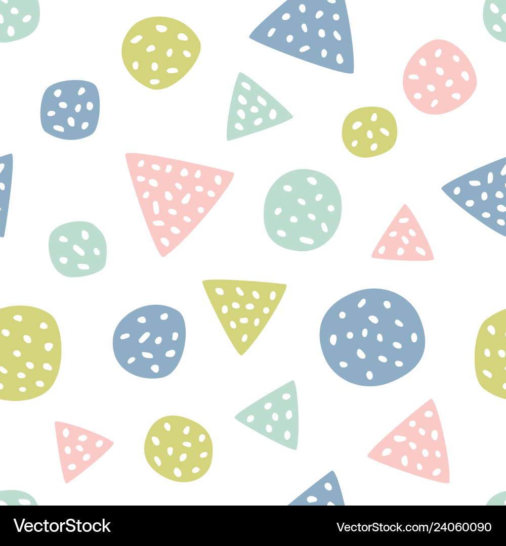 Childish seamless pattern with triangles and polka vector image