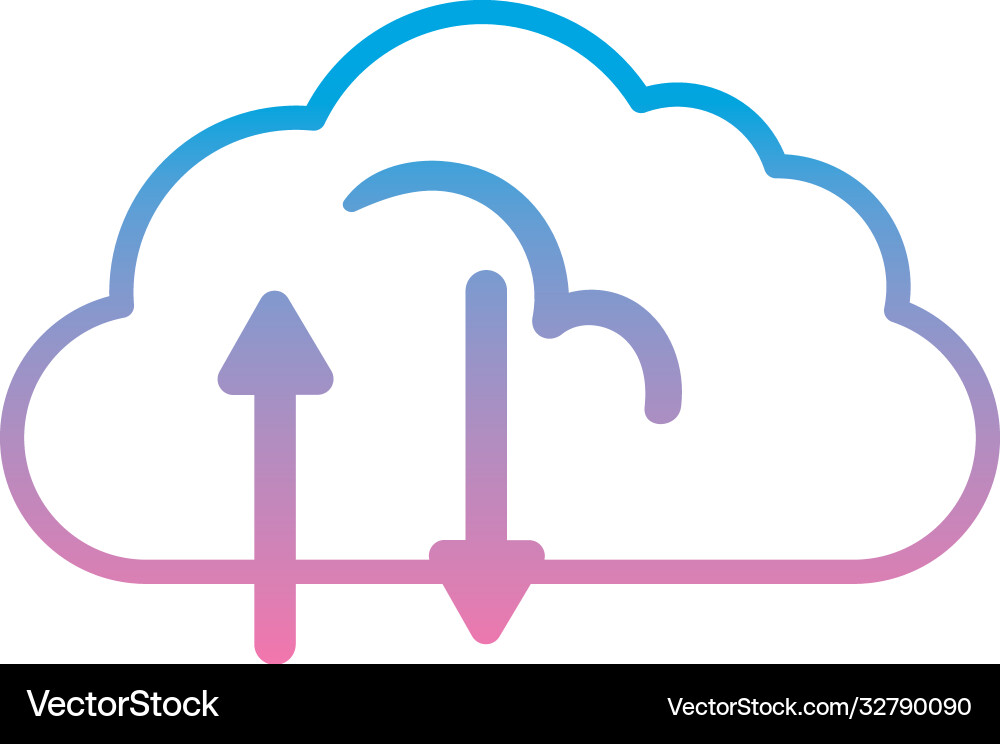 Cloud computing with upload and download arrows vector image