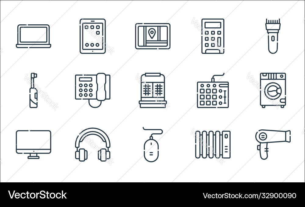 Electronics line icons linear set quality Electronics line icons linear set quality vector image