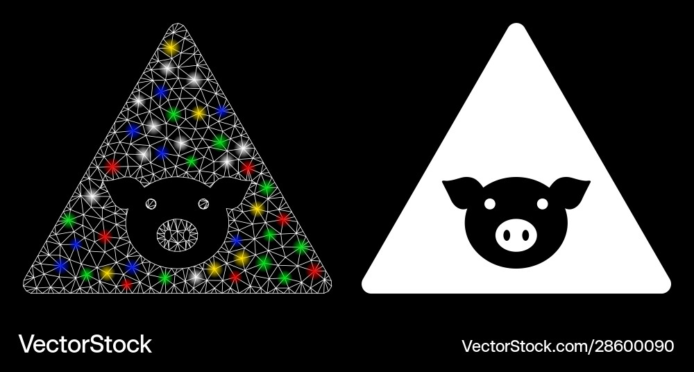Flare mesh wire frame pig error icon with vector image