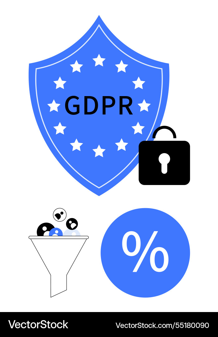 Gdpr compliance concepts with shield lock data Gdpr compliance concepts with shield lock data vector image