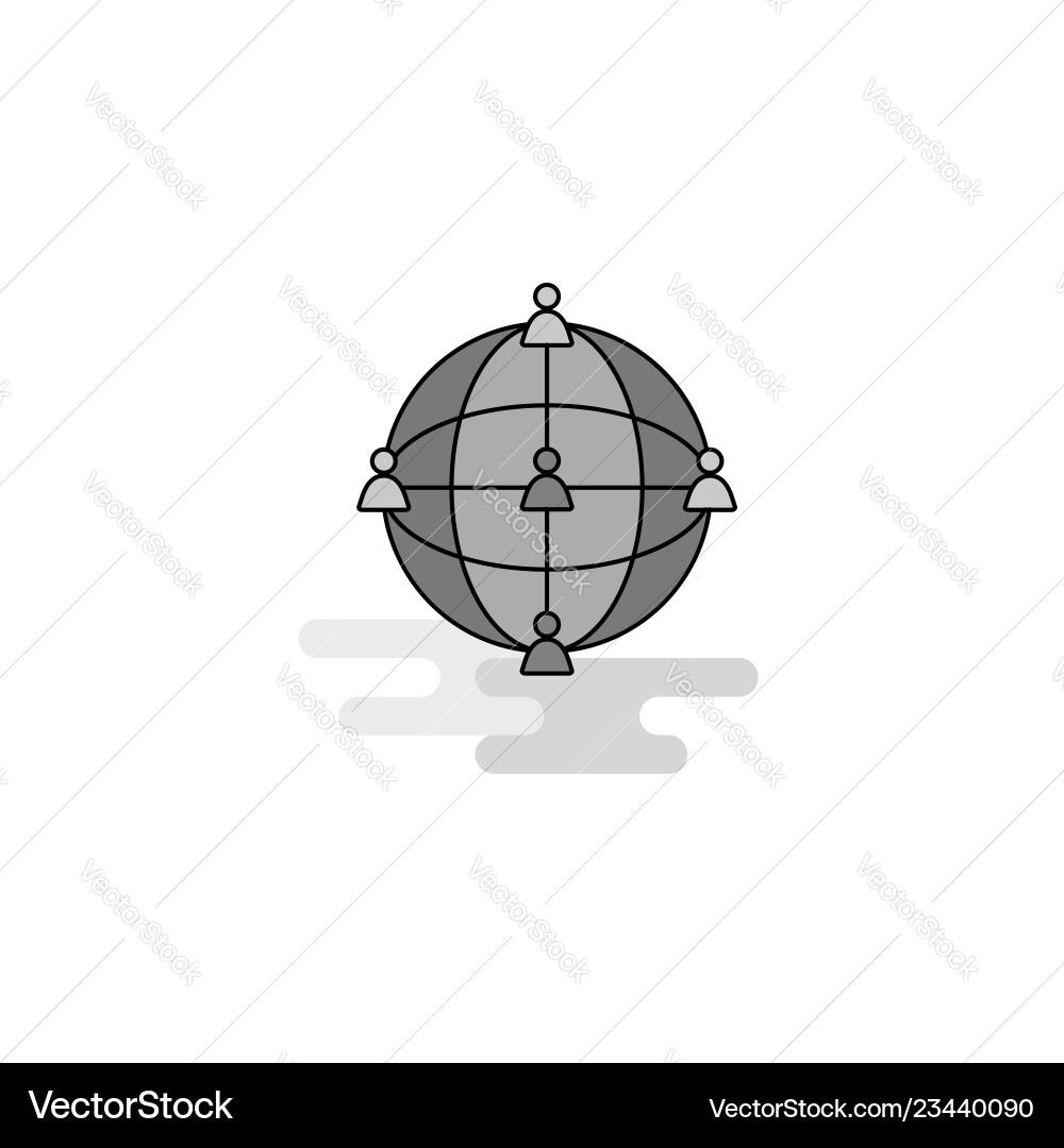 Global network web icon flat line filled gray Vector Image