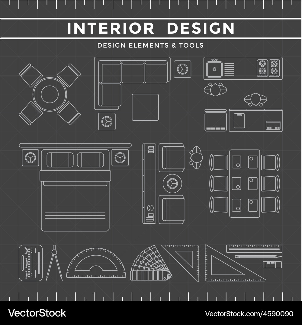 Interior Architecture Equipment Set Royalty Free Vector