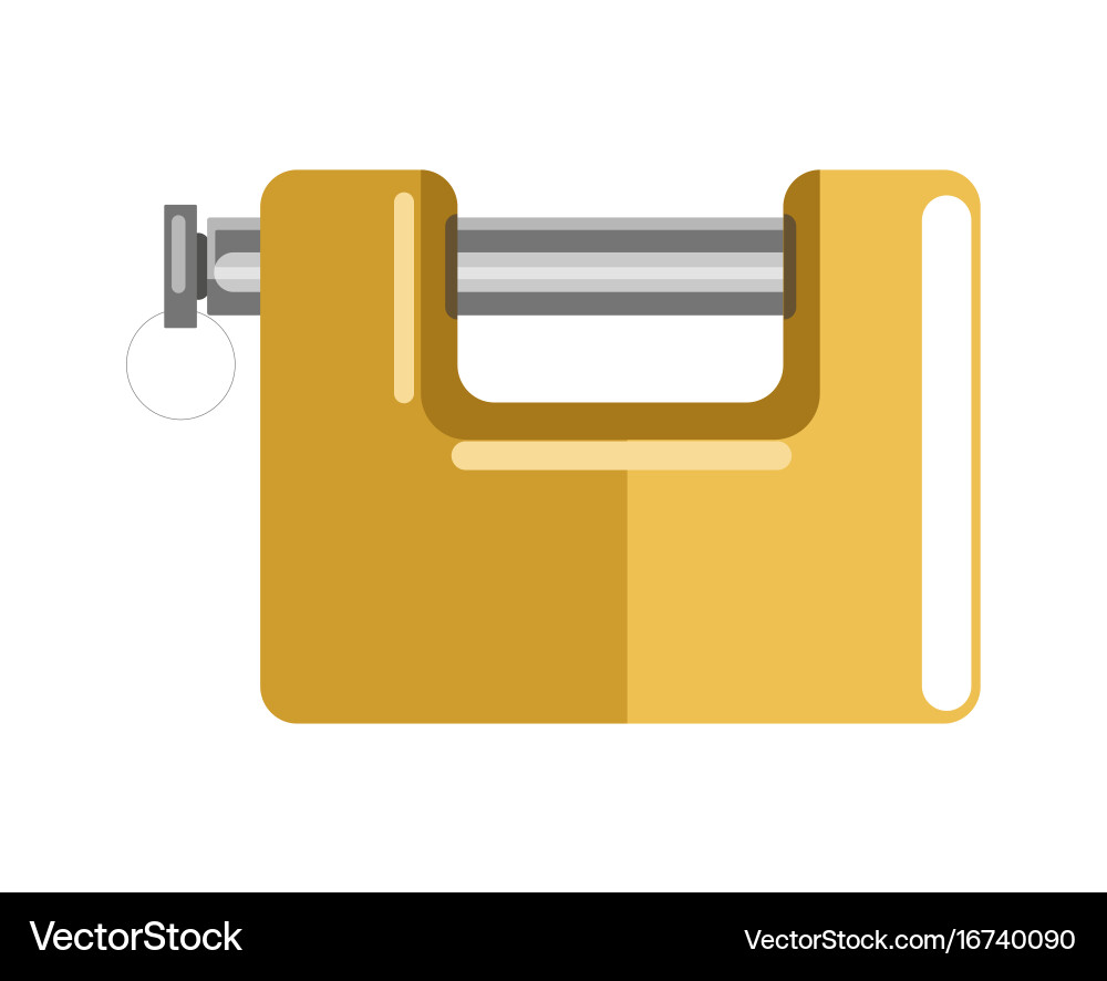 Lock with latch and shiny yellow corpus isolated Vector Image