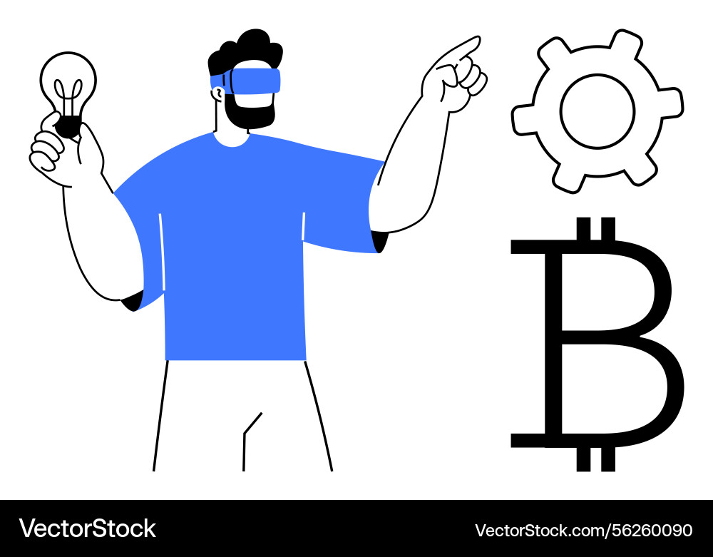 Man in virtual reality discovering ideas Man in virtual reality discovering ideas vector image