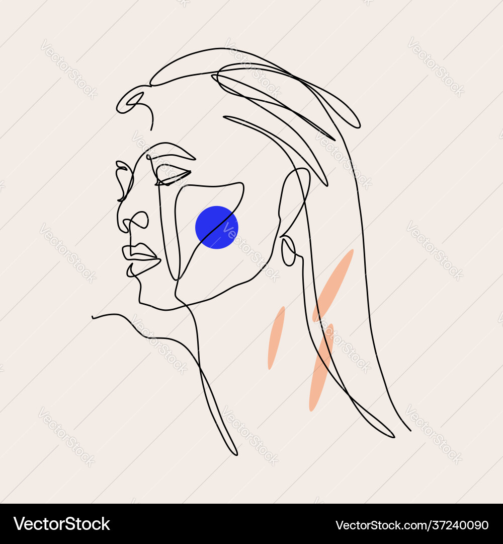Minimal face drawing in lines Vector Image
