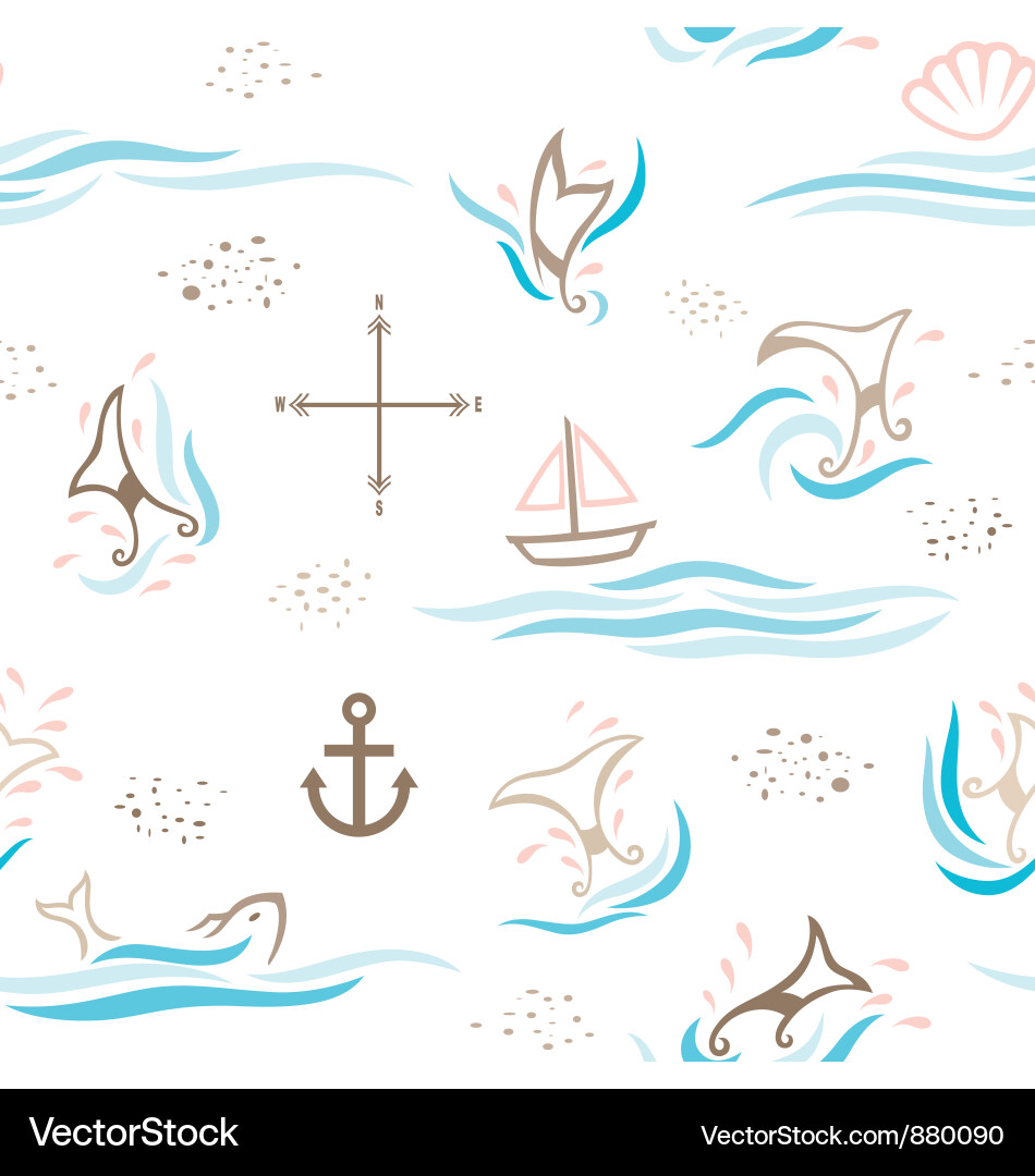 Ocean Wave & Shell Pattern vector image