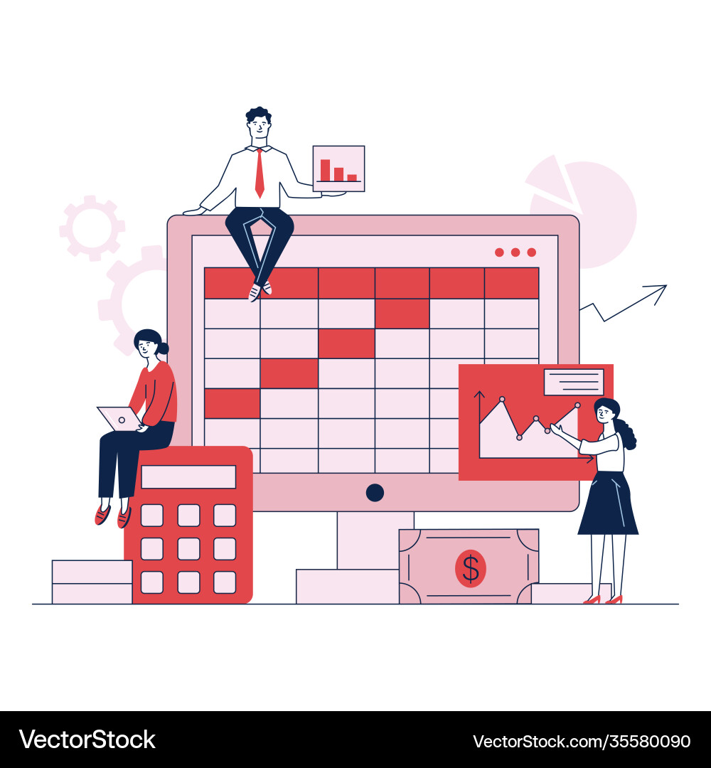 Preparation for bookkeeping report flat Vector Image