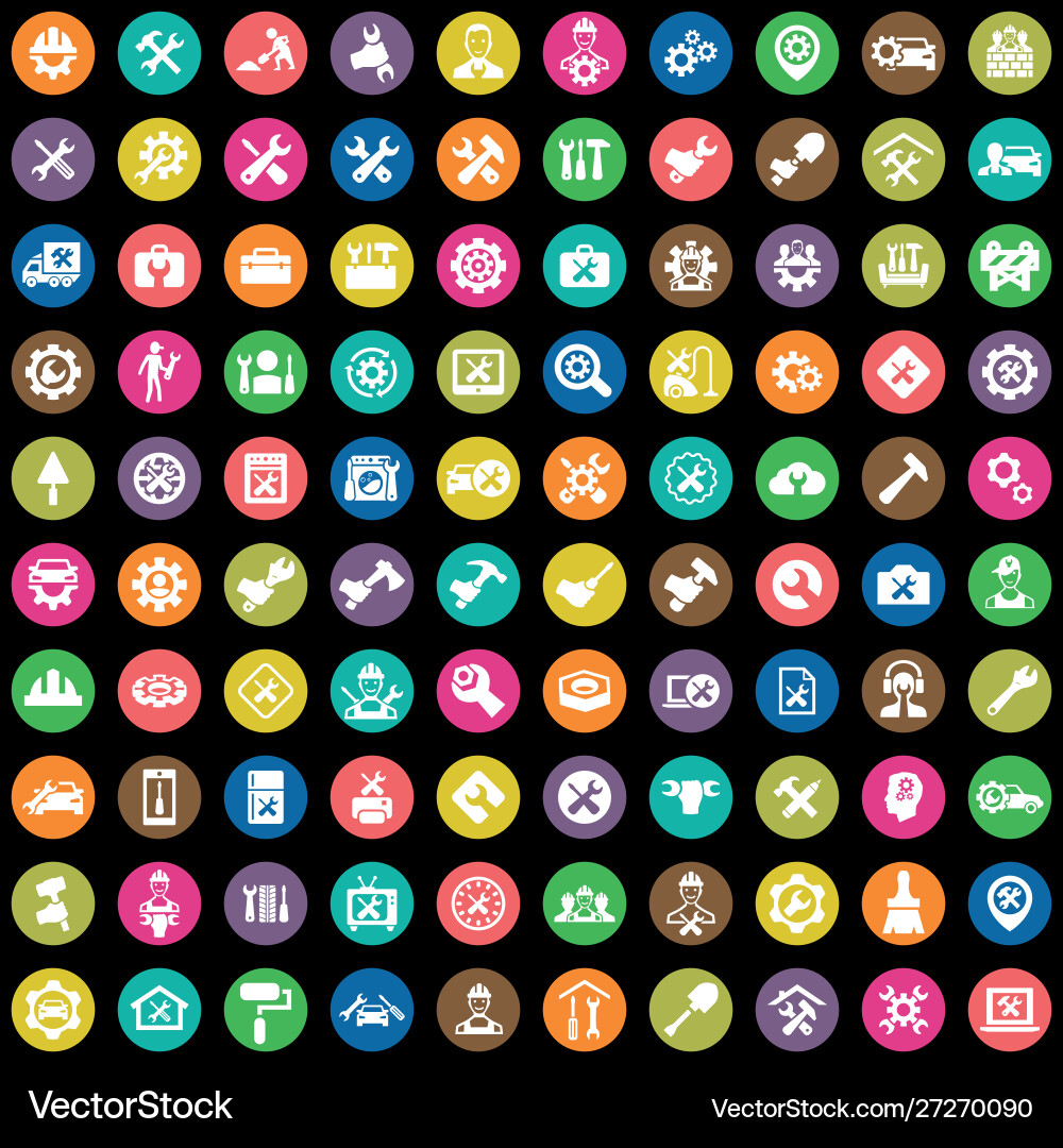 Repair 100 icons universal set for web and ui Vector Image