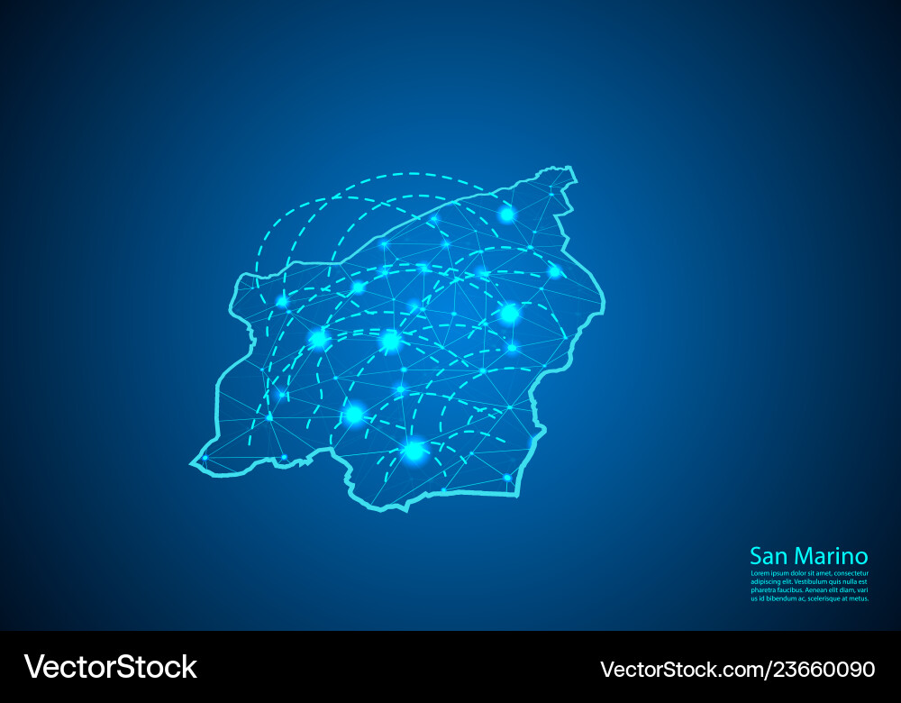 San marino map with nodes linked by lines concept San marino map with nodes linked by lines concept vector image