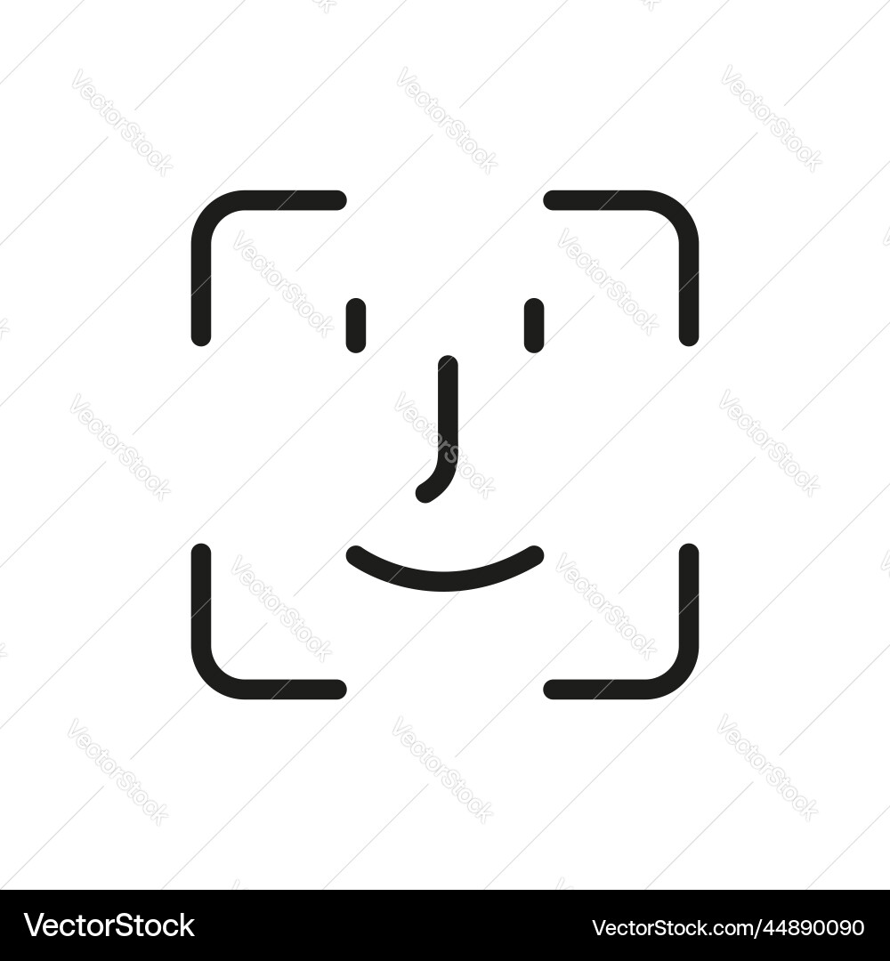 Scan face id line icon facial recognition linear Scan face id line icon facial recognition linear vector image