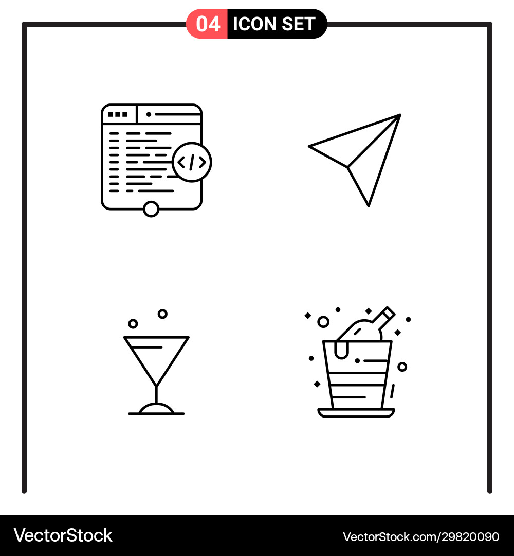 Set 4 line style icons for web and mobile Set 4 line style icons for web and mobile vector image