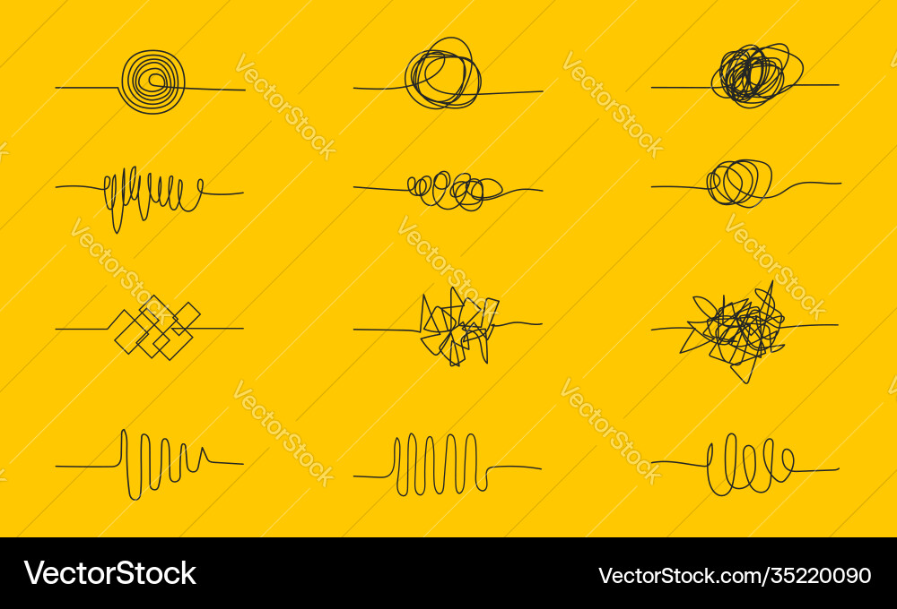 Set complicated way with messy scribbles Set complicated way with messy scribbles vector image