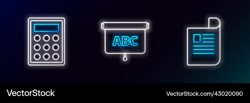 Set line document calculator and chalkboard icon Set line document calculator and chalkboard icon vector image
