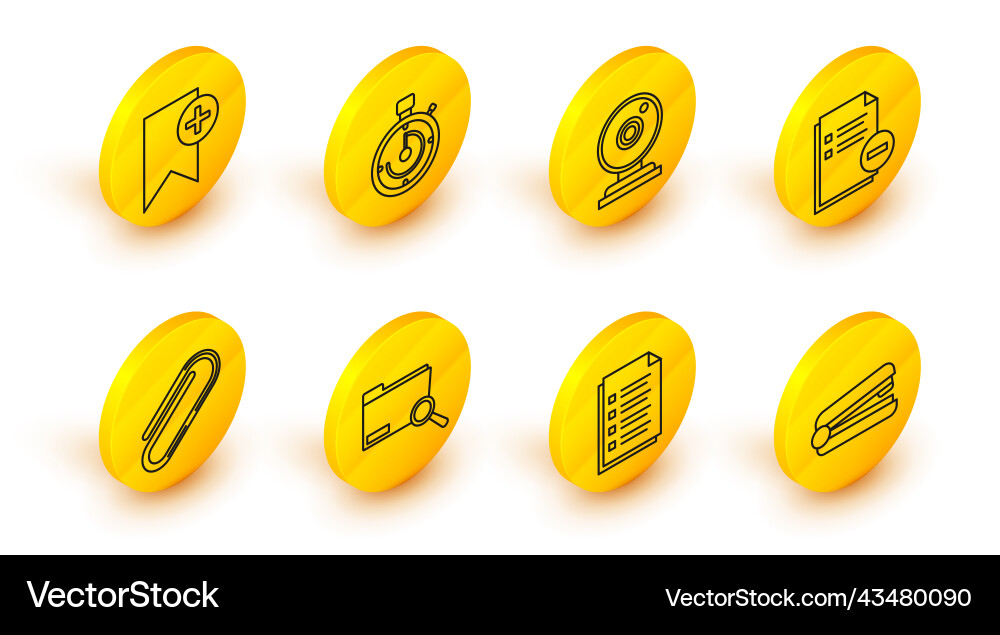 Set line office stapler file document search Set line office stapler file document search vector image
