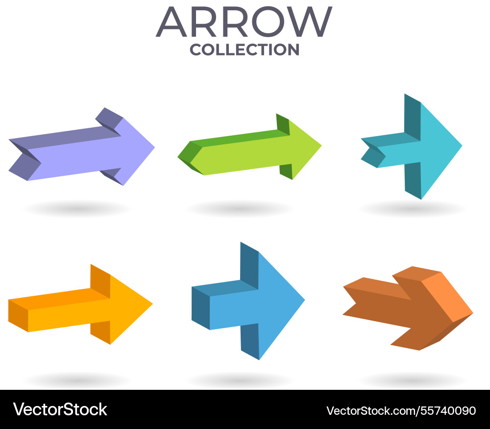 Set of arrows to mark in realistic style vector image