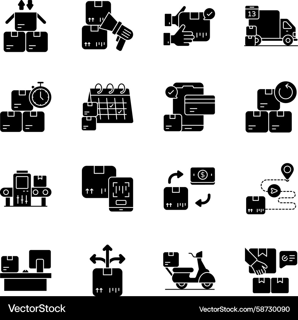 Set of logistic delivery solid icons Vector Image