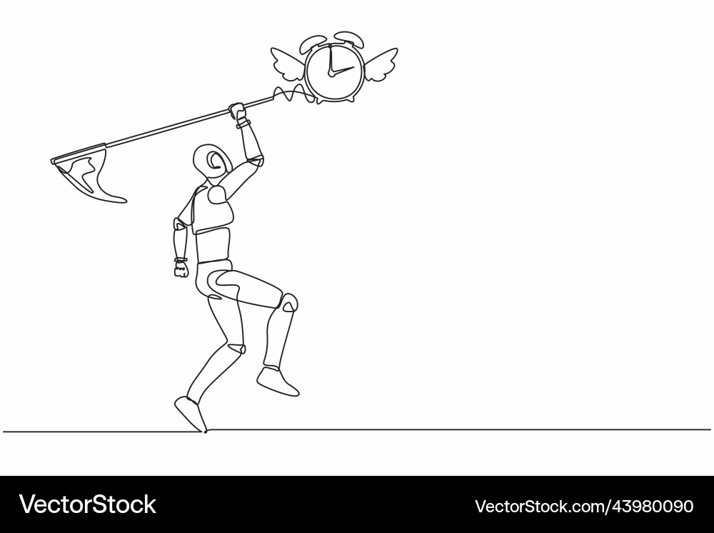 Single continuous line drawing robot try Single continuous line drawing robot try vector image