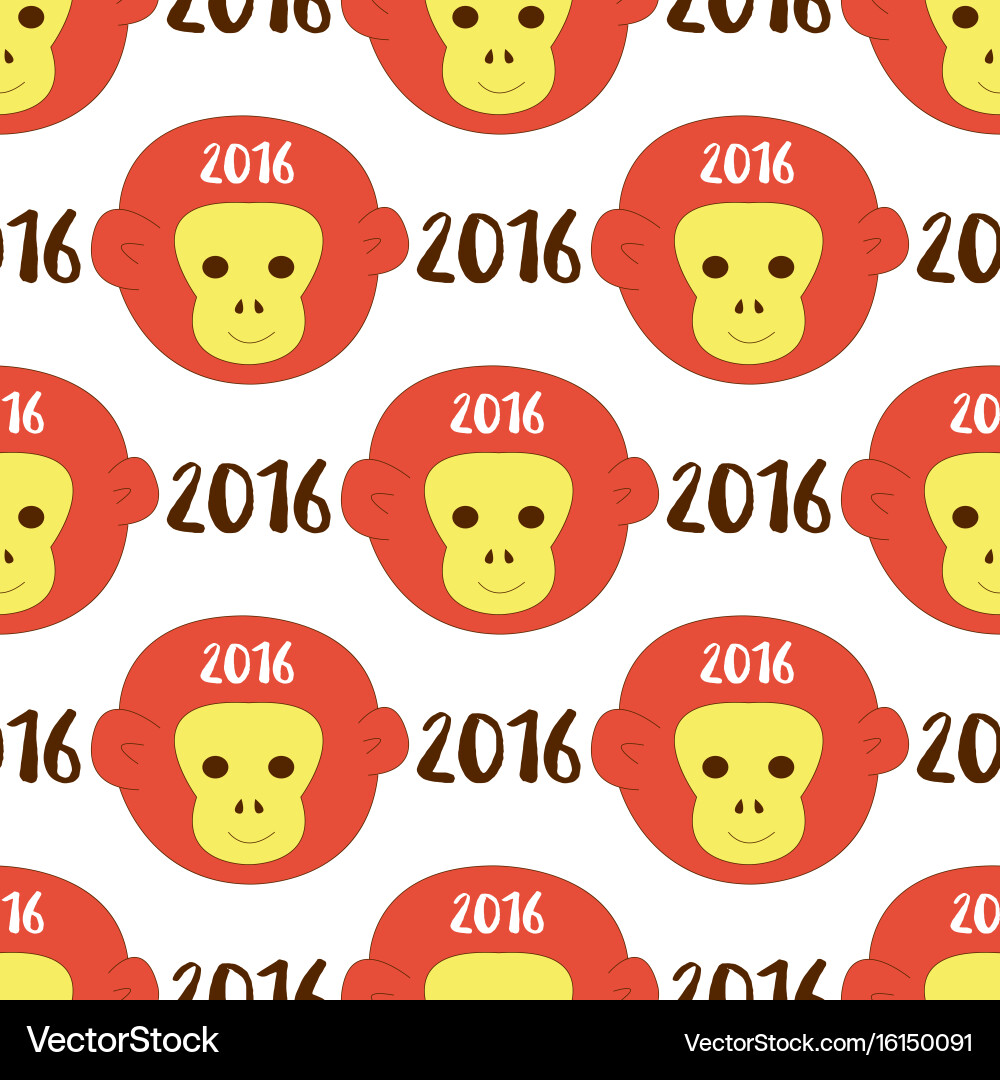 2016 seamless pattern with stylized monkey head Vector Image