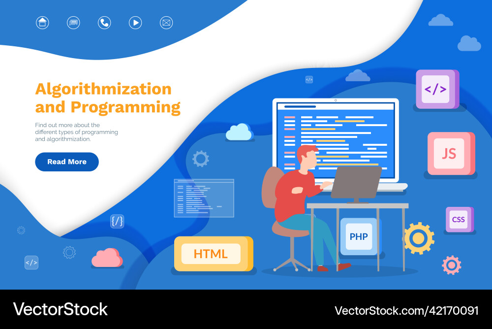 Algorithmisierung und Programmierung Landing Seite Algorithmisierung und Programmierung Landing Seite vektorbild