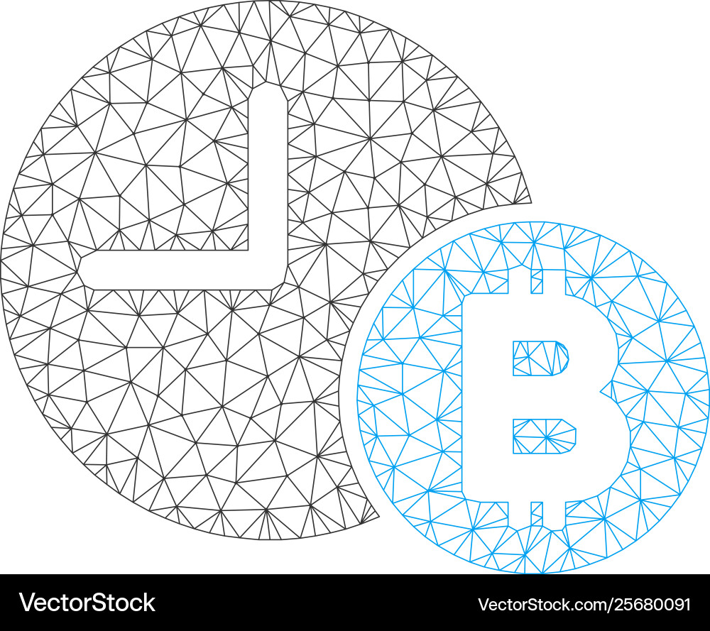 Bitcoin credit clock mesh wire frame model Bitcoin credit clock mesh wire frame model Vector Image