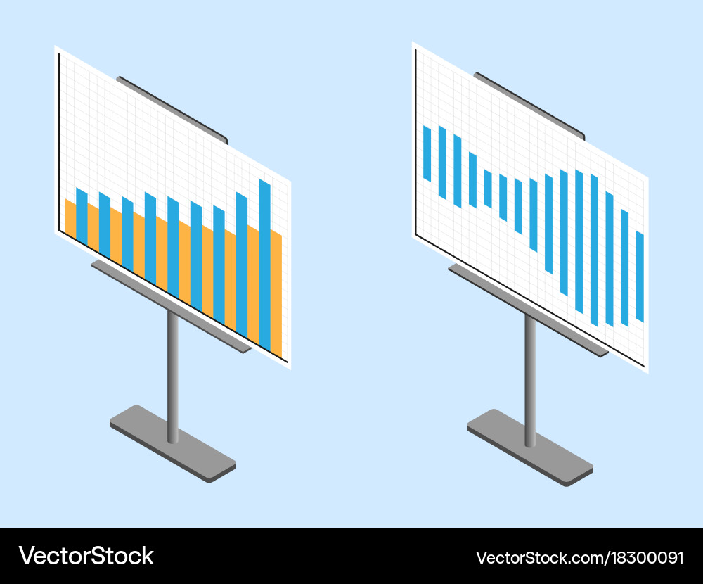 Business chart board set of graphs data vector image