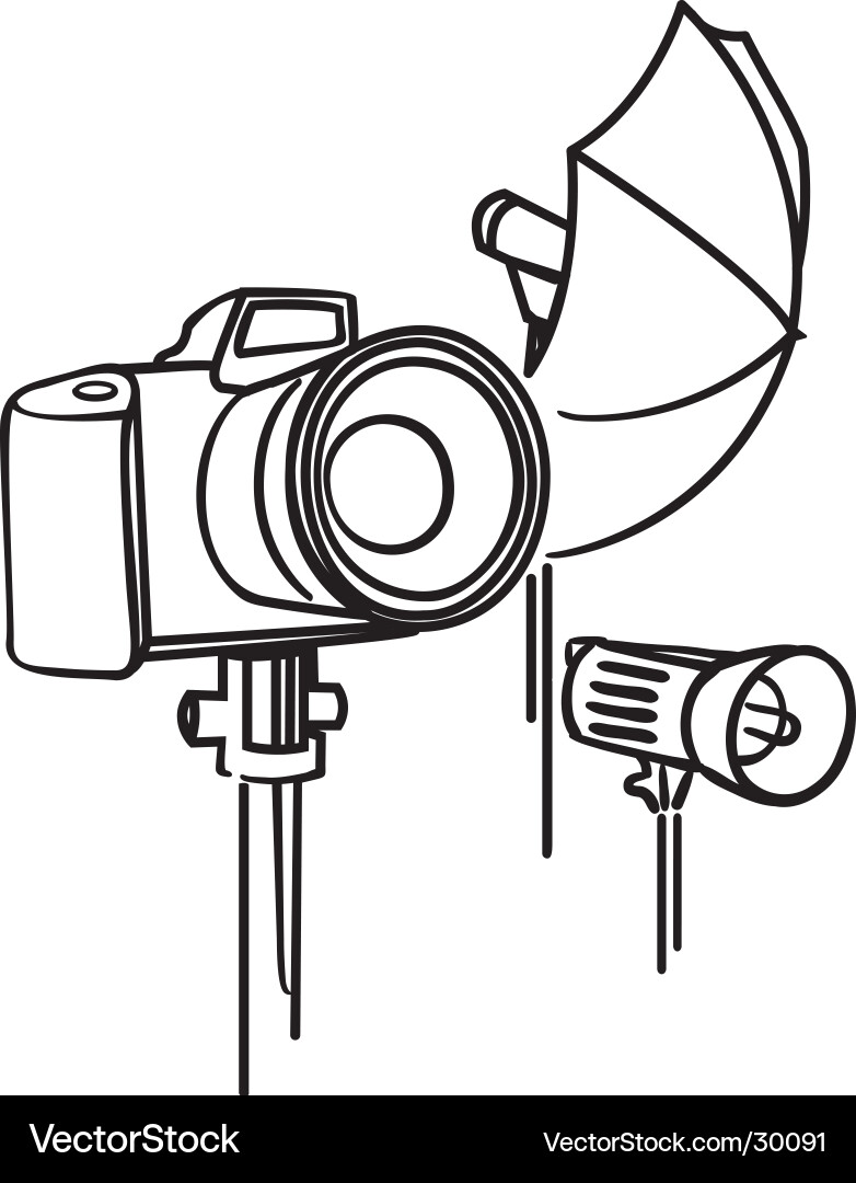 Camera with Softbox and Tripod Vector Image