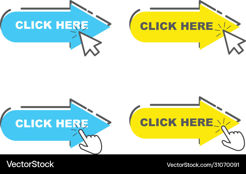 Click here cursor for link website Click here cursor for link website vector image