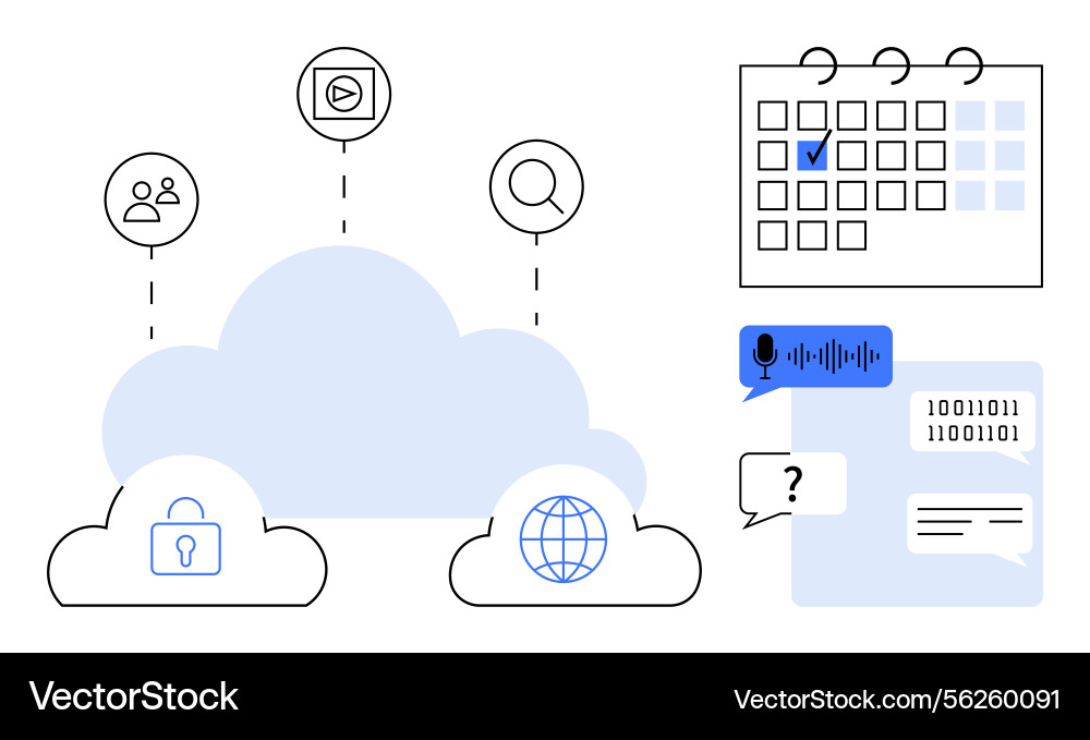 Cloud computing concept with security global Vector Image
