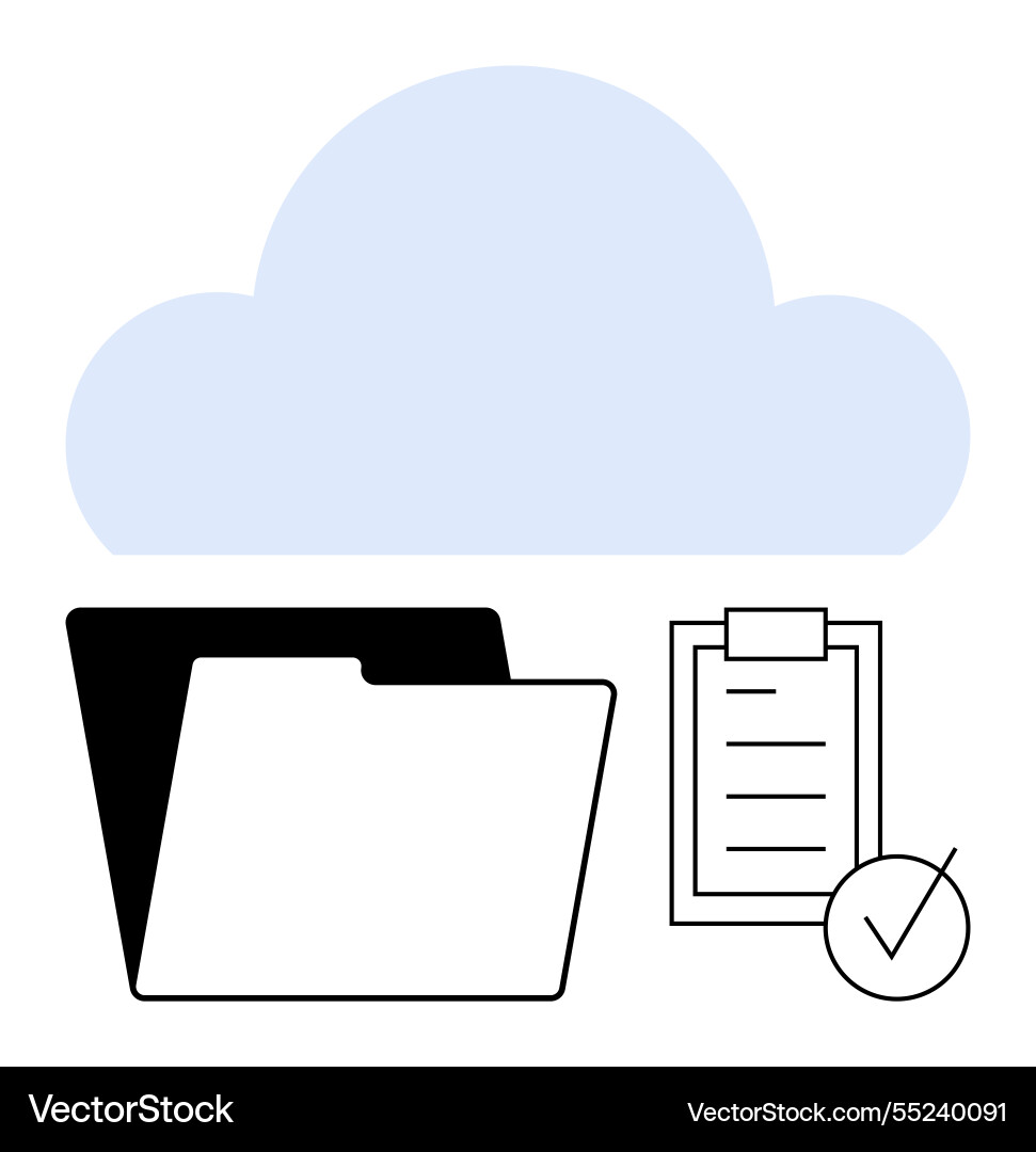 Cloud storage with folder and checklist Cloud storage with folder and checklist vector image