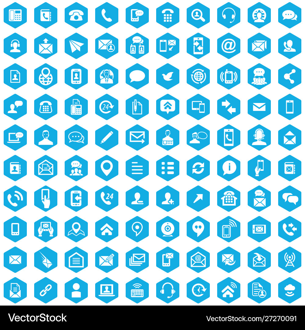 Contact us 100 icons universal set for web and ui Vector Image