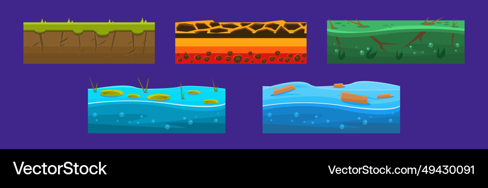 Different ground game platform level design vector image